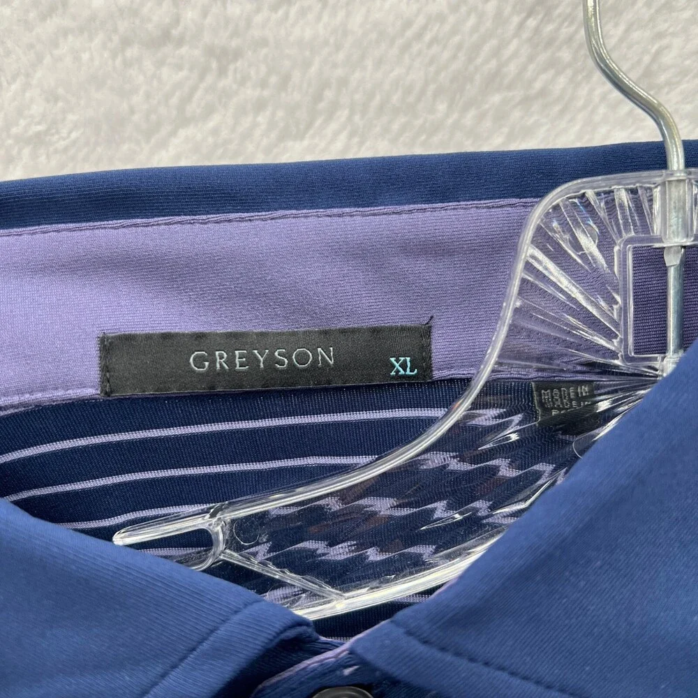 Greyson Polo Shirt Mens XL Relaxed Blue Golf Purple Striped Collared Top *C21* - Picture 6 of 15